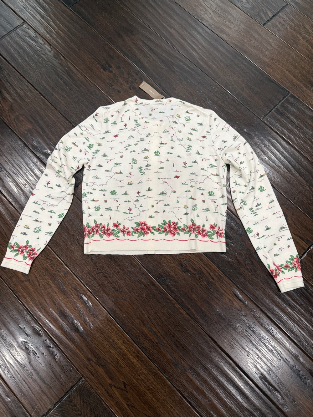 J. Crew Jackie Cardigan in map-print in premium ultra-fine cotton blend - Picture 6 of 8